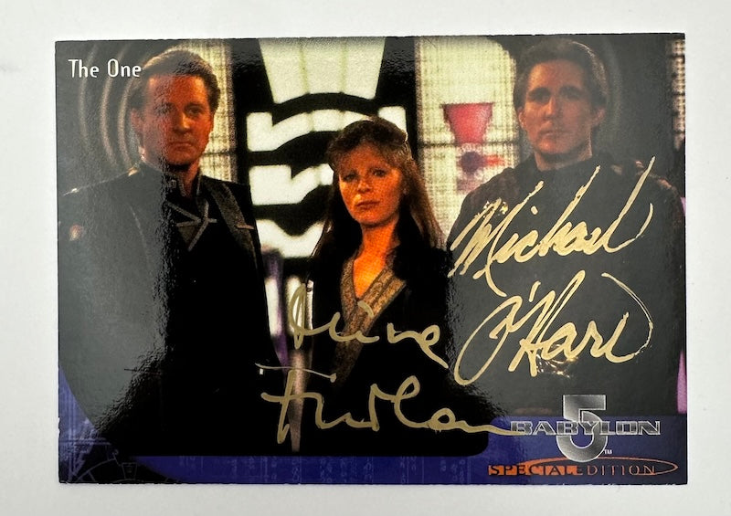 1997 SKYBOX BABYLON 5 SPECIAL EDITION #48 THE ONE MICHAEL O'HARE AND MIRA FURLAN SIGNED AUTO