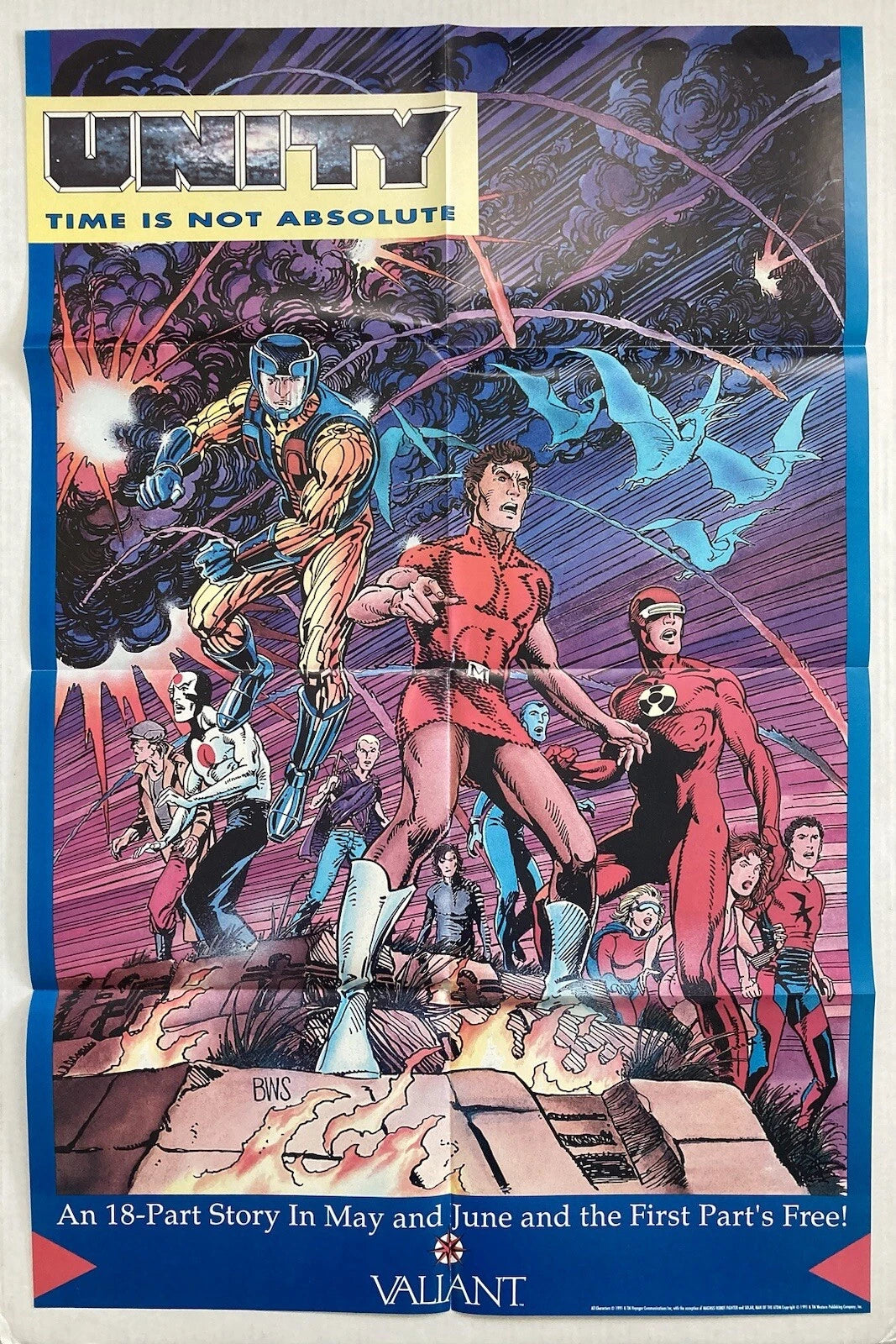 VINTAGE (1991) VALIANT UNITY FOLDED PROMO POSTER - BARRY WINDSOR SMITH