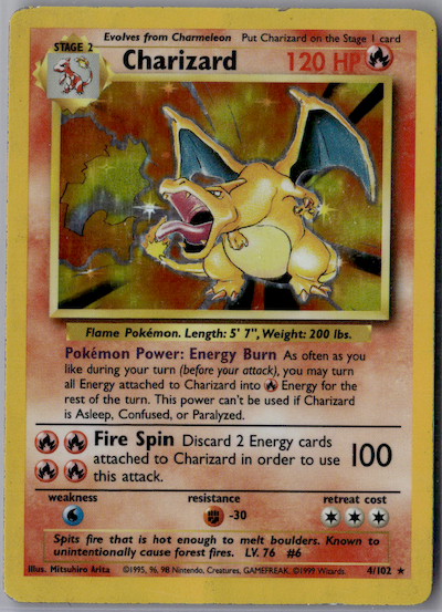 POKEMON TCG BASE 004 CHARIZARD HOLO RARE [DMG]