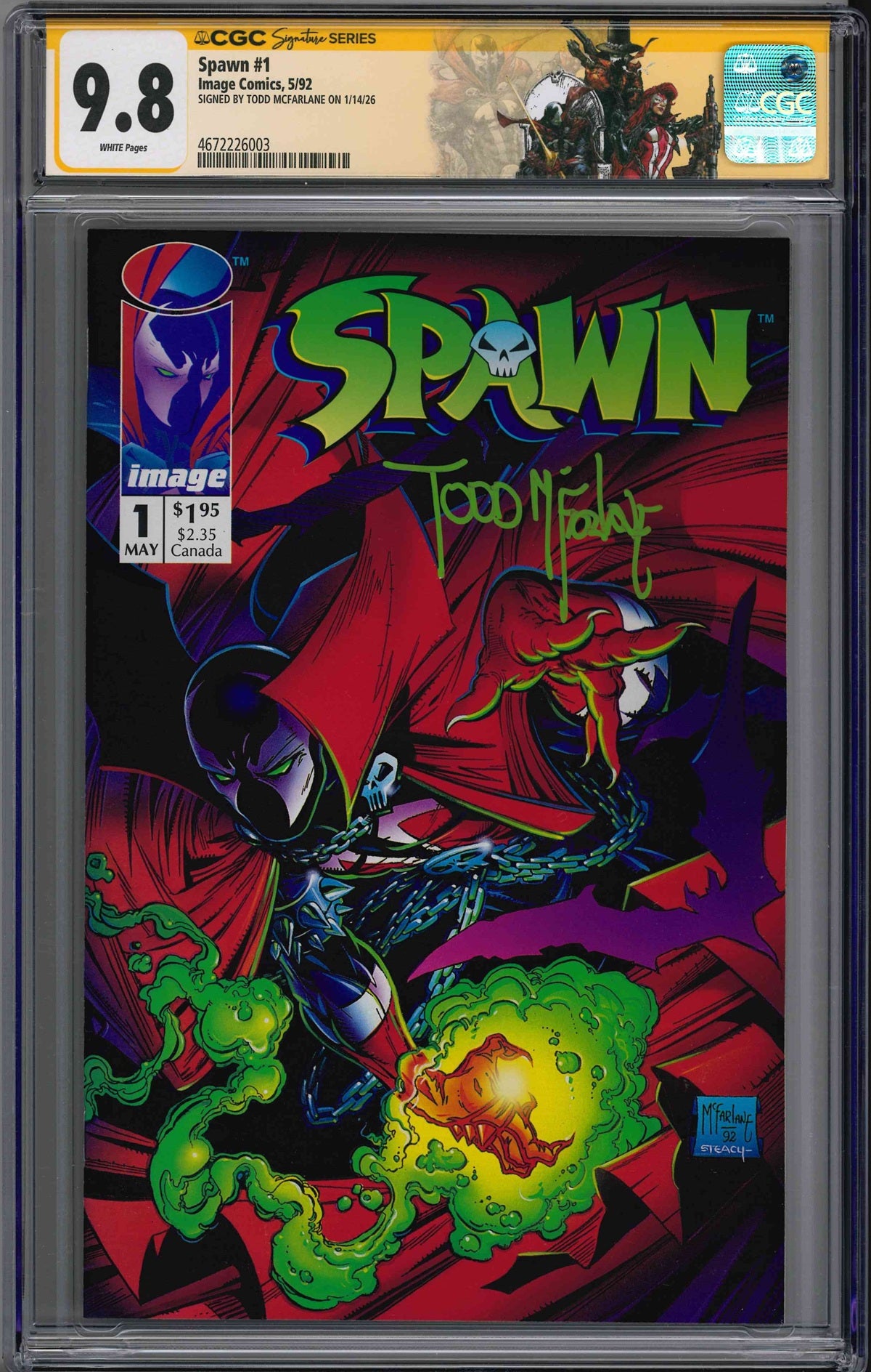 CGC SPAWN (1992) #1 (9.8) SIGNATURE SERIES - SIGNED BY TODD MCFARLANE