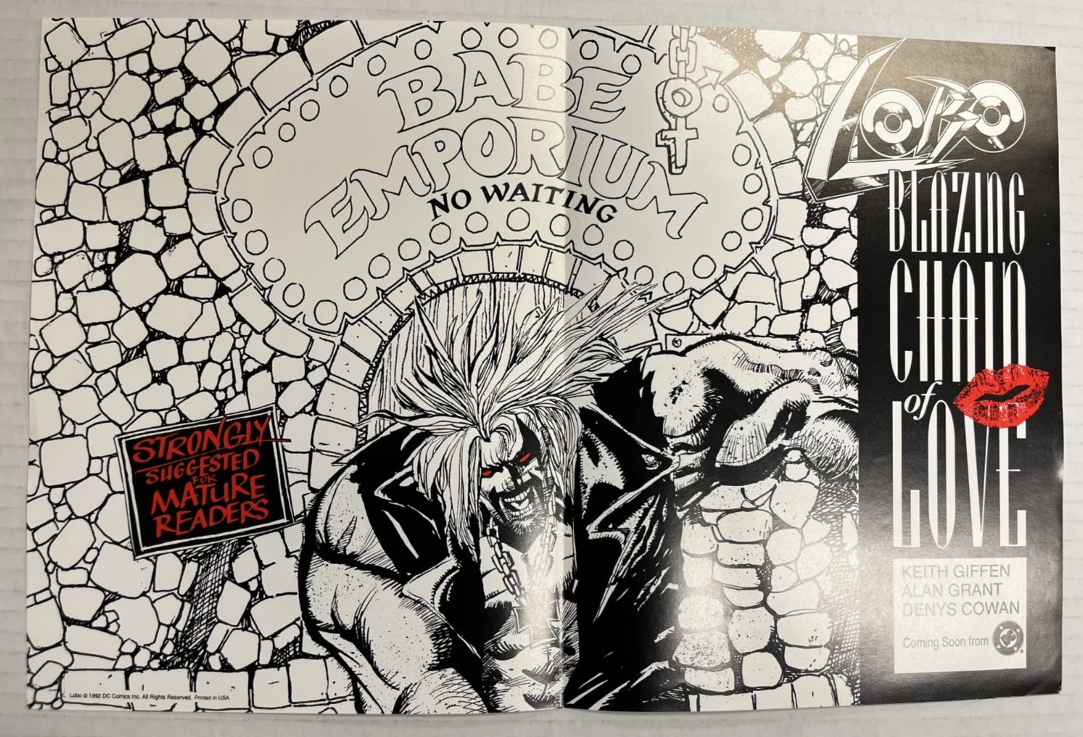 VINTAGE (1992) LOBO BLAZING CHAIN OF LOVE FOLDED PROMO POSTER
