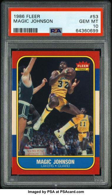 1986 FLEER MAGIC JOHNSON #53 LAKERS PSA 10