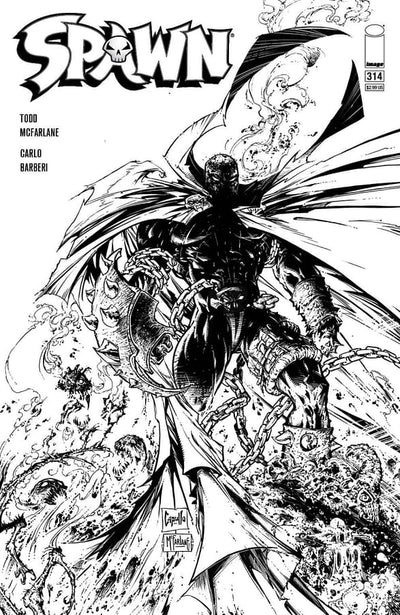 SPAWN #314 CVR E CAPULLO & MCFARLANE B&W VAR