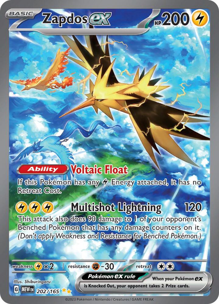 POKEMON TCG: 151 ZAPDOS EX 202/165 SPECIAL ILLUSTRATION RARE