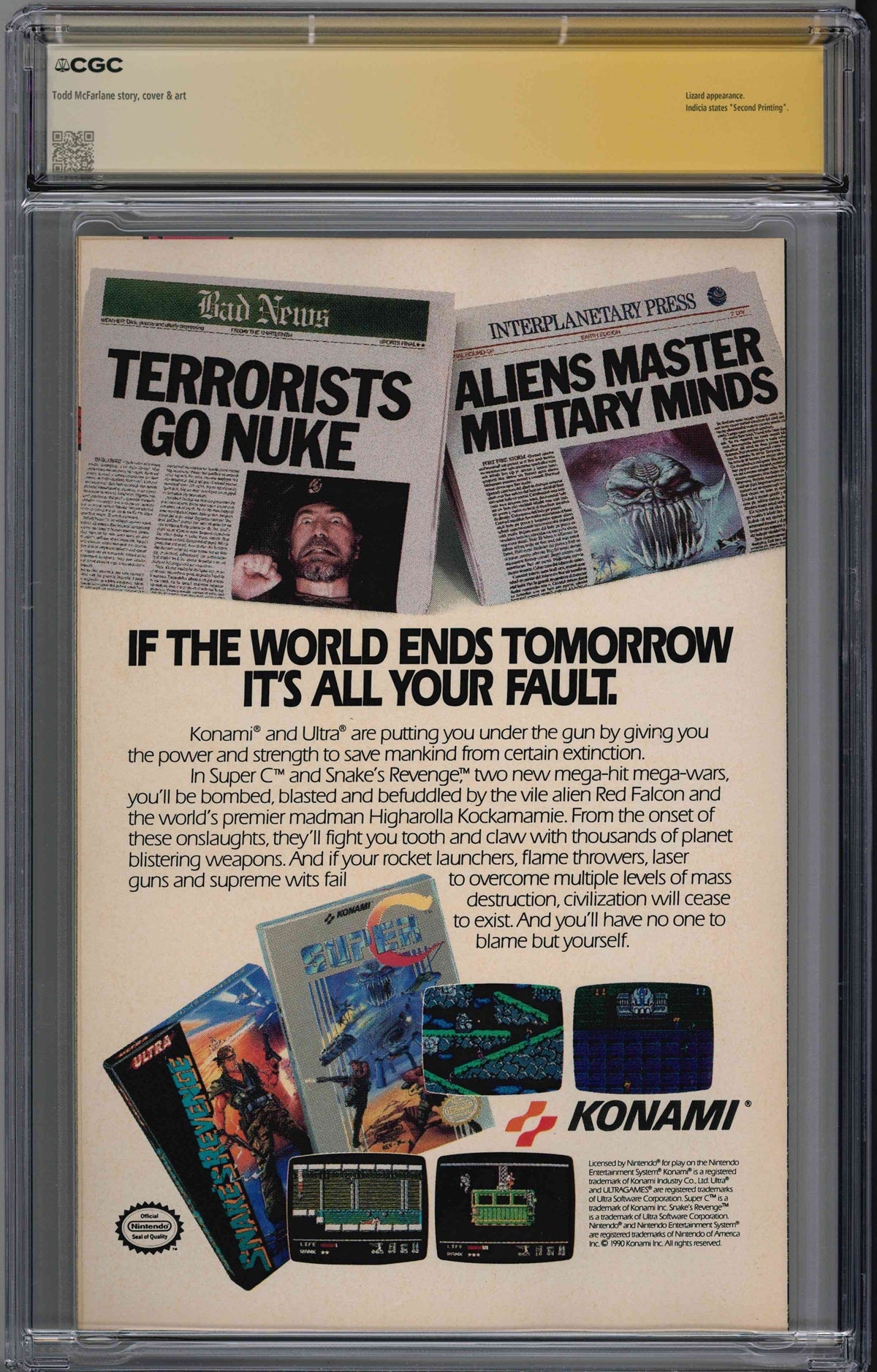 CGC SPIDER-MAN (1990) #1 GOLD EDITION (9.2) SIGNATURE SERIES - SIGNED BY TODD MCFARLANE