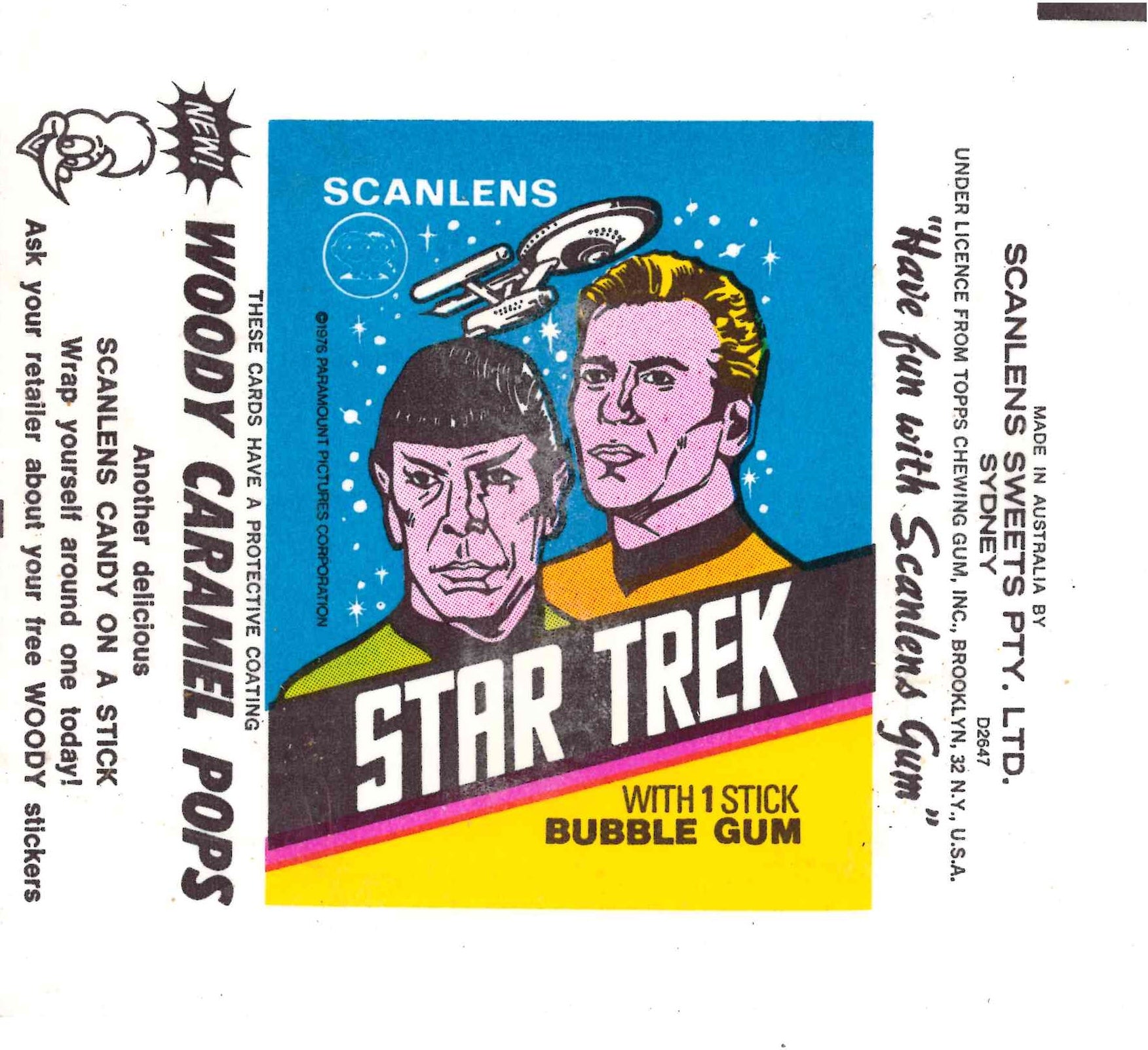 1976 SCANLENS STAR TREK EMPTY WRAPPER