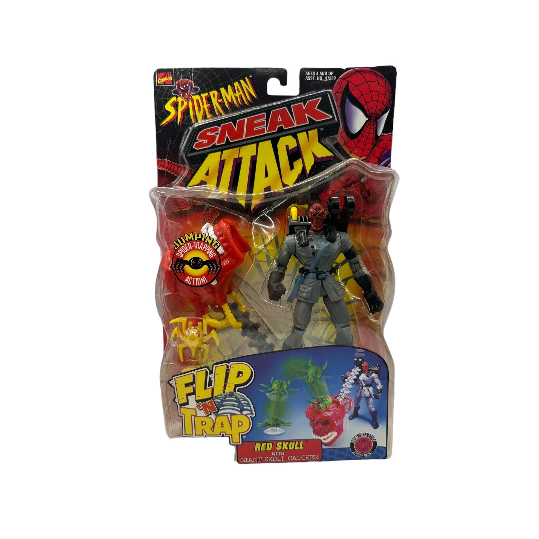 1998 TOYBIZ SPIDER-MAN FLIP 'N TRAP RED SKULL AF