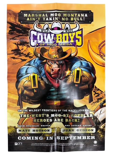 COW BOYS OF MOO MESA #1 & CEMETERY KIDS RUN RABID DOUBLE SIDED FOLDED PROMO POSTER