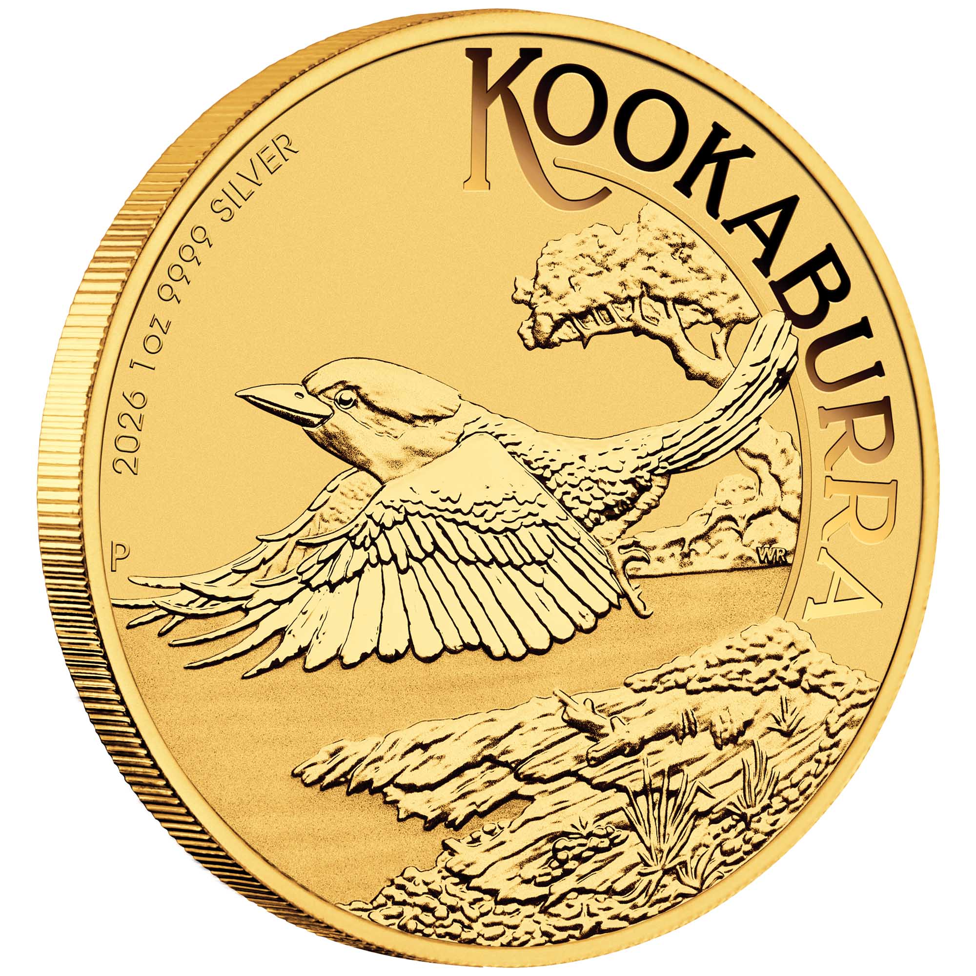 PERTH STAMP AND COIN SHOW SPECIAL KOOKABURRA 2026 1oz SILVER GOLD-PLATED COIN IN CARD