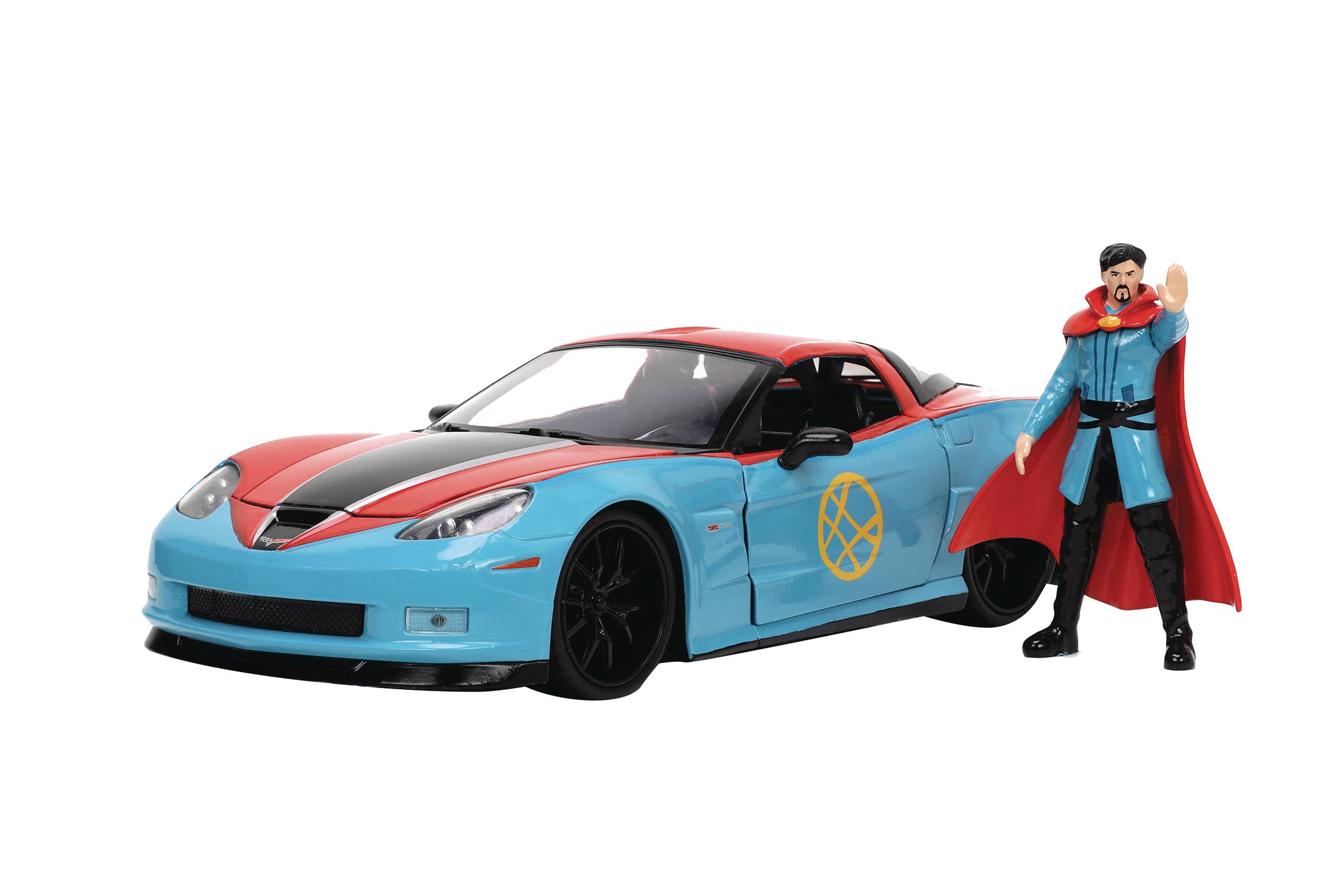 HOLLYWOOD RIDES 2006 CORVETTE Z06 W/DR. STRANGE FIG 1/24 DIE-CAST VEH
