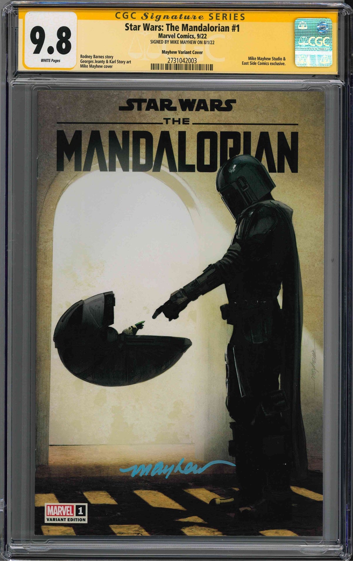 CGC STAR WARS: THE MANDALORIAN #1 MAYHEW VARIANT CVR (9.8) SIGNATURE SERIES - SIGNED BY MIKE MAYHEW