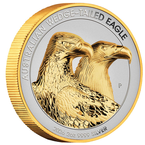 AUSTRALIAN WEDGE-TAILED EAGLE 2026 2oz SILVER ENHANCED REVERSE PROOF ULTRA HIGH RELIEF GILDED COIN
