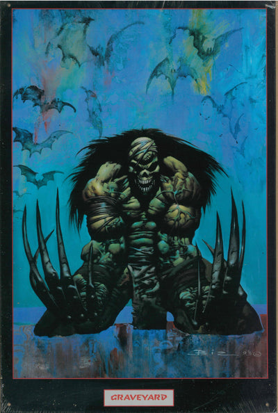VINTAGE SIMON BISLEY GRAVEYARD METAL ART PRINT (1993)