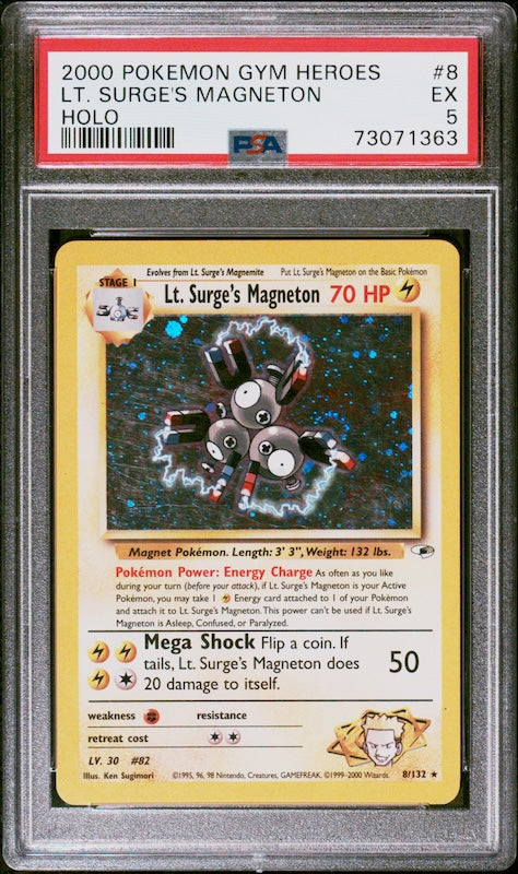 2000 POKEMON GYM HEROES LT. SURGE'S MAGNETON #8 PSA 5