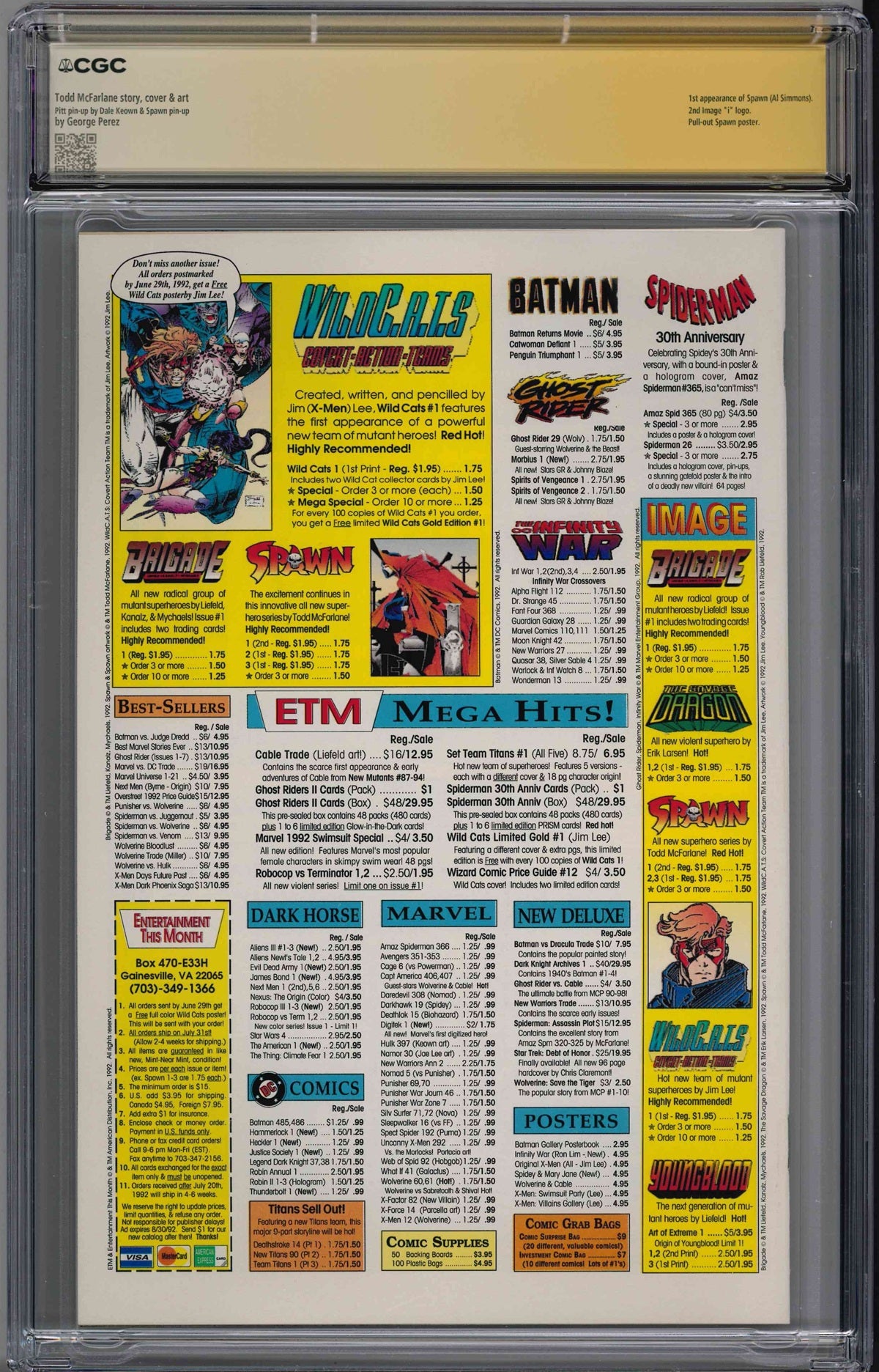 CGC SPAWN (1992) #1 (9.8) SIGNATURE SERIES - SIGNED BY TODD MCFARLANE