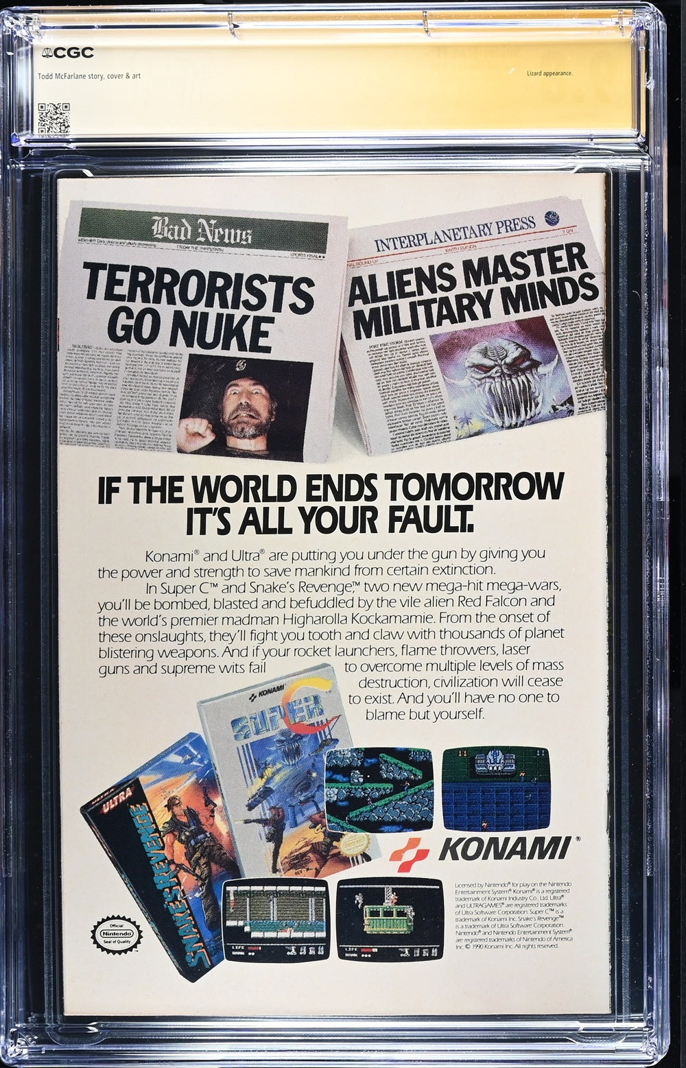 CGC SPIDER-MAN (1990) #1 (9.8) SIGNATURE SERIES - SIGNED BY TODD MCFARLANE