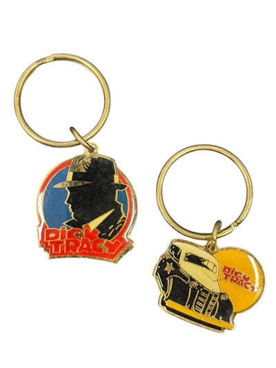 VINTAGE DICK TRACY METAL KEYCHAIN - SET OF TWO
