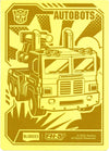 BLOKEES TRANSFORMERS DEFENDER VERSION 1 OPTIMUS PRIME RARE GOLD COLLECTOR CARD