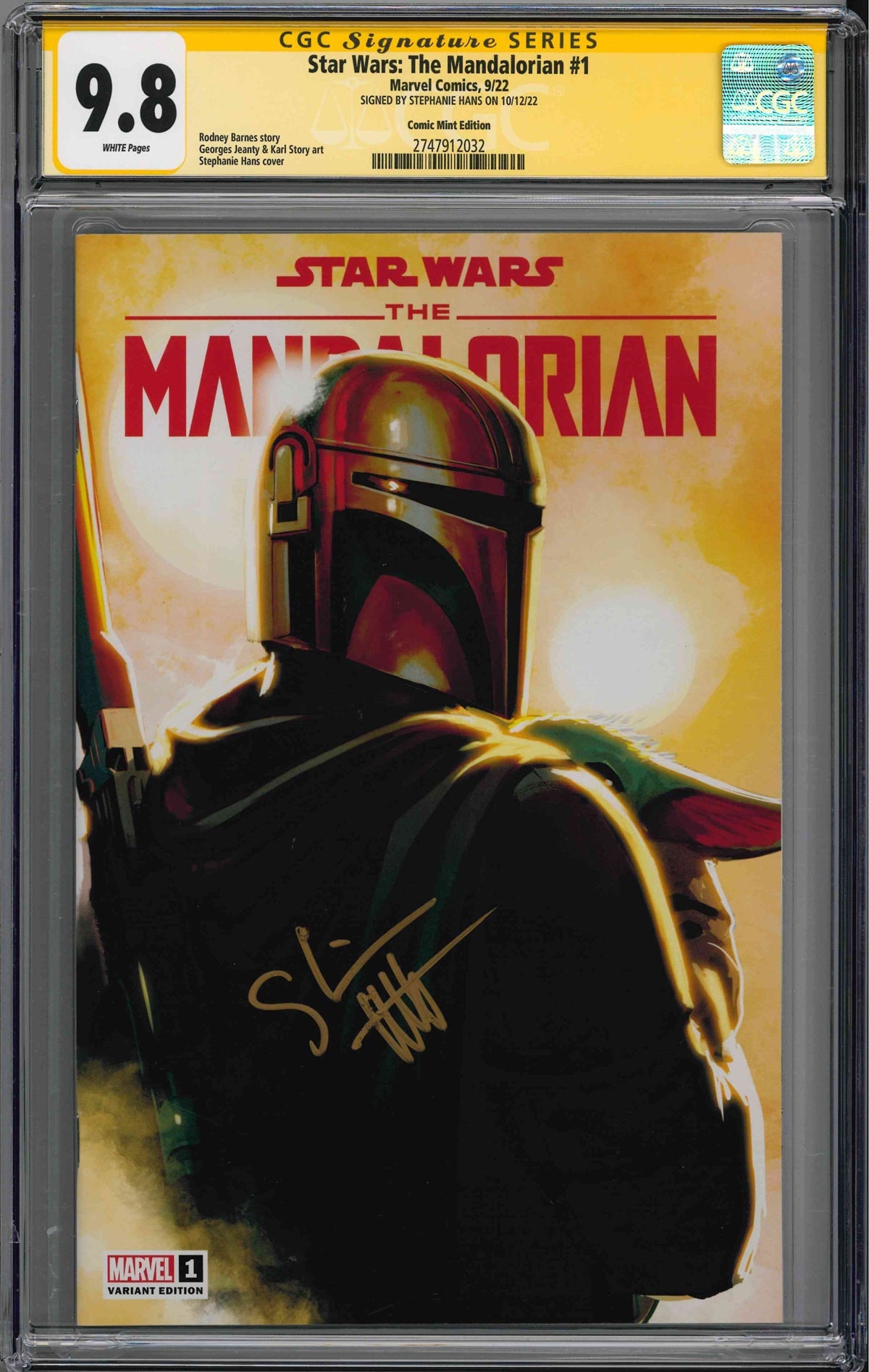 CGC STAR WARS: THE MANDALORIAN #1 COMIC MINT EDITION (9.8) SIGNATURE SERIES - SIGNED BY STEPHANIE HANS