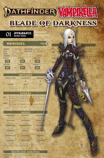 PATHFINDER VAMPIRELLA BLADE OF DARKNESS (2026) #1 CVR C WAYNE REYNOLDS CHARACTER SHEET