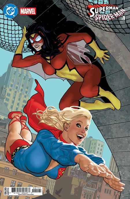 DC MARVEL SUPERMAN SPIDER-MAN (2026) #1 (ONE SHOT) CVR I ADAM HUGHES SUPERGIRL 70S & SPIDER-WOMAN 70S CARD STOCK VAR