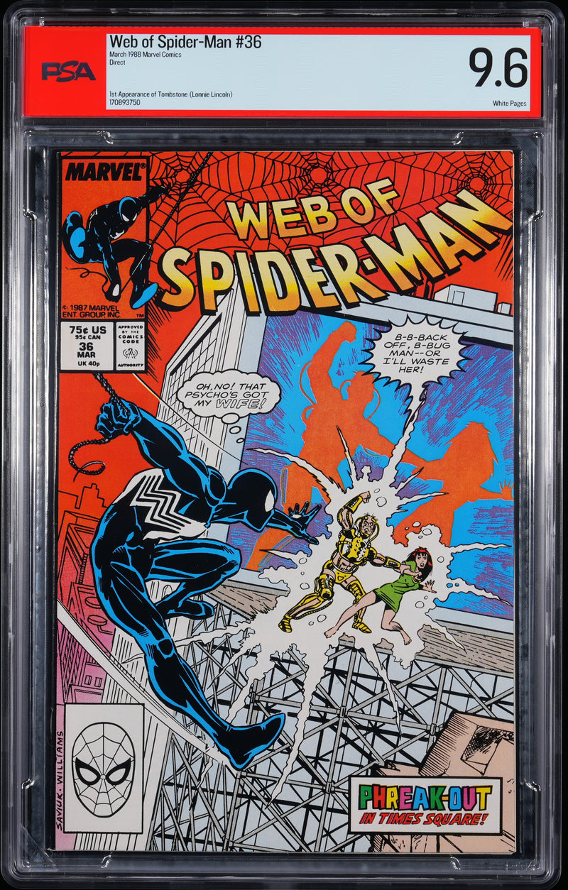 WEB OF SPIDER-MAN (1985) #36 PSA 9.6 - (FIRST APPEARANCE TOMBSTONE)