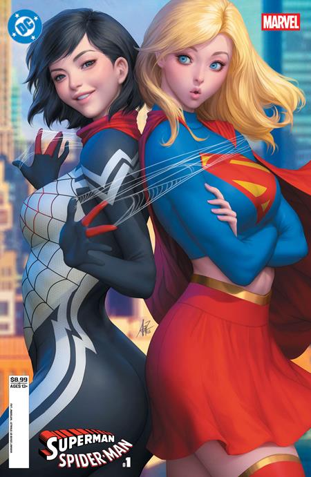 DC MARVEL SUPERMAN SPIDER-MAN (2026) #1 (ONE SHOT) CVR M STANLEY ARTGERM LAU SUPERGIRL & SILK CARD STOCK VAR