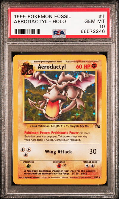 1999 POKEMON FOSSIL AERODACTYL HOLO #1 PSA 10