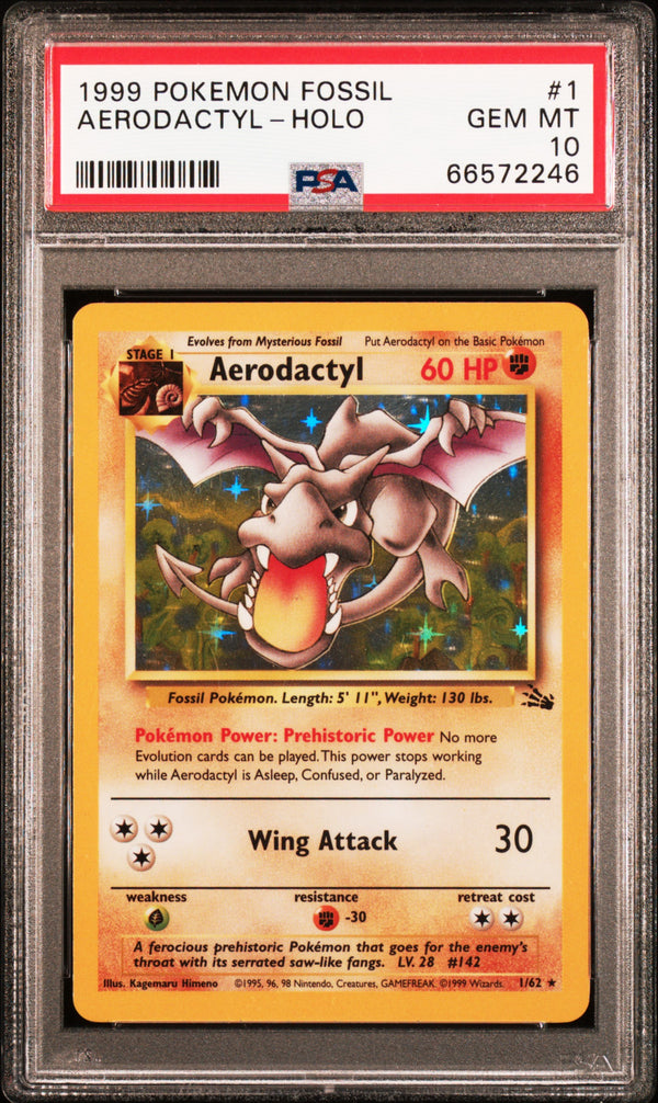 1999 POKEMON FOSSIL AERODACTYL HOLO #1 PSA 10