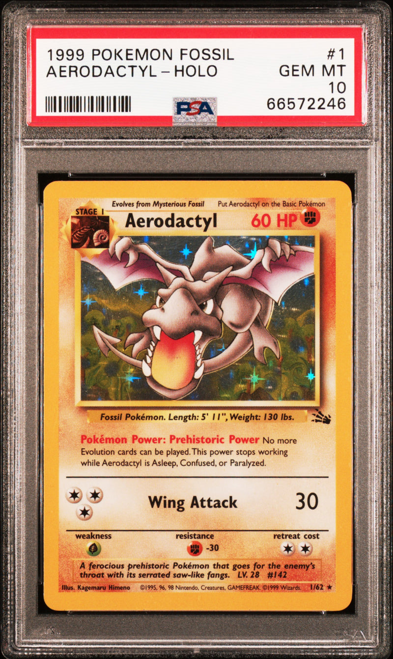 1999 POKEMON FOSSIL AERODACTYL HOLO #1 PSA 10