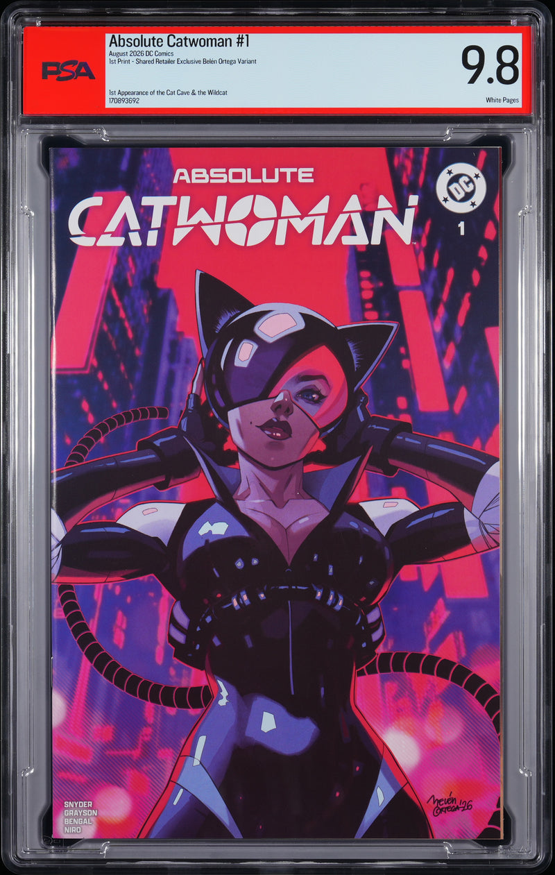 ABSOLUTE CATWOMAN (2026) #1 BELEN ORTEGA PSA 9.8 - KINGS COMICS & WALT'S COMIC SHOP RETAILER EXCLUSIVE