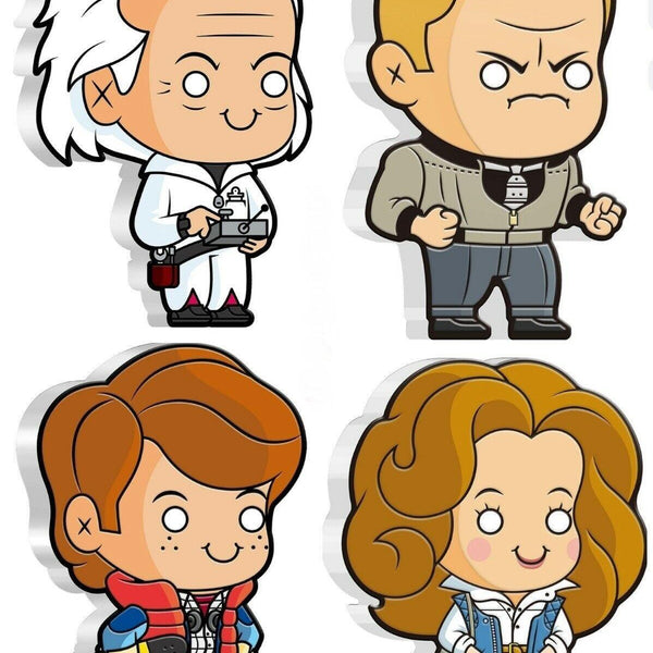 BACK TO THE FUTURE 2020/2021 1oz 4-COIN SILVER SET - DOC, MARTY, JENNIFER & BIFF - Kings Comics