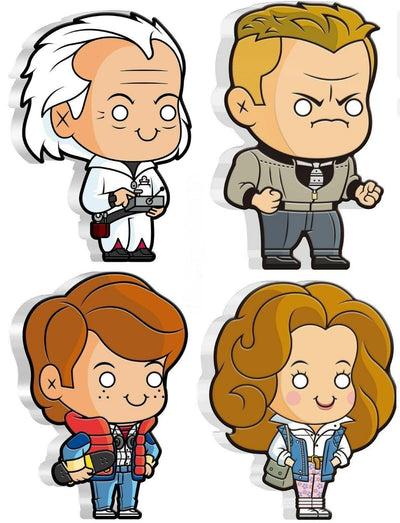 BACK TO THE FUTURE 2020/2021 1oz 4-COIN SILVER SET - DOC, MARTY, JENNIFER & BIFF