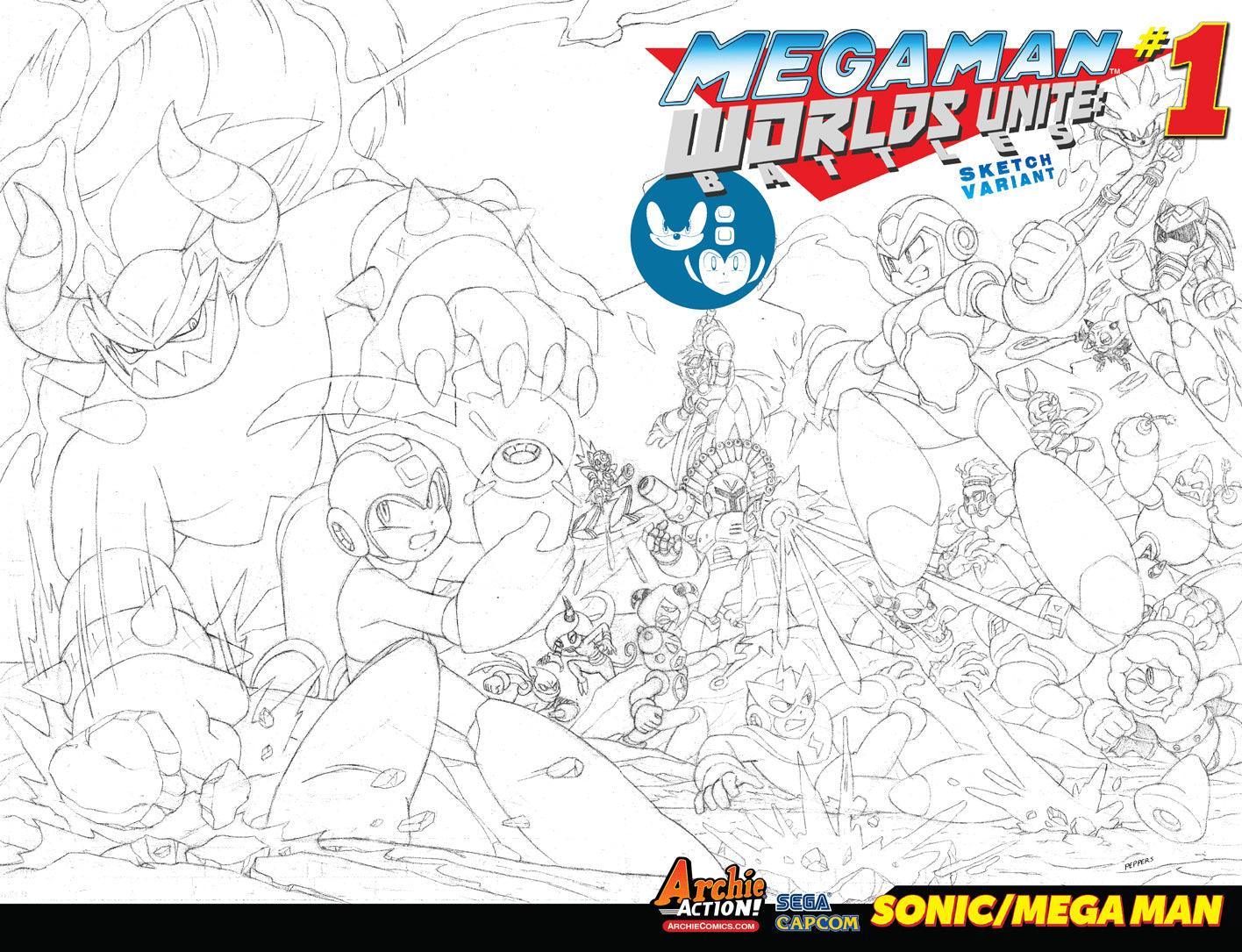 MEGA MAN WORLDS UNITE BATTLES #1 CVR B SKETCH VAR - Kings Comics