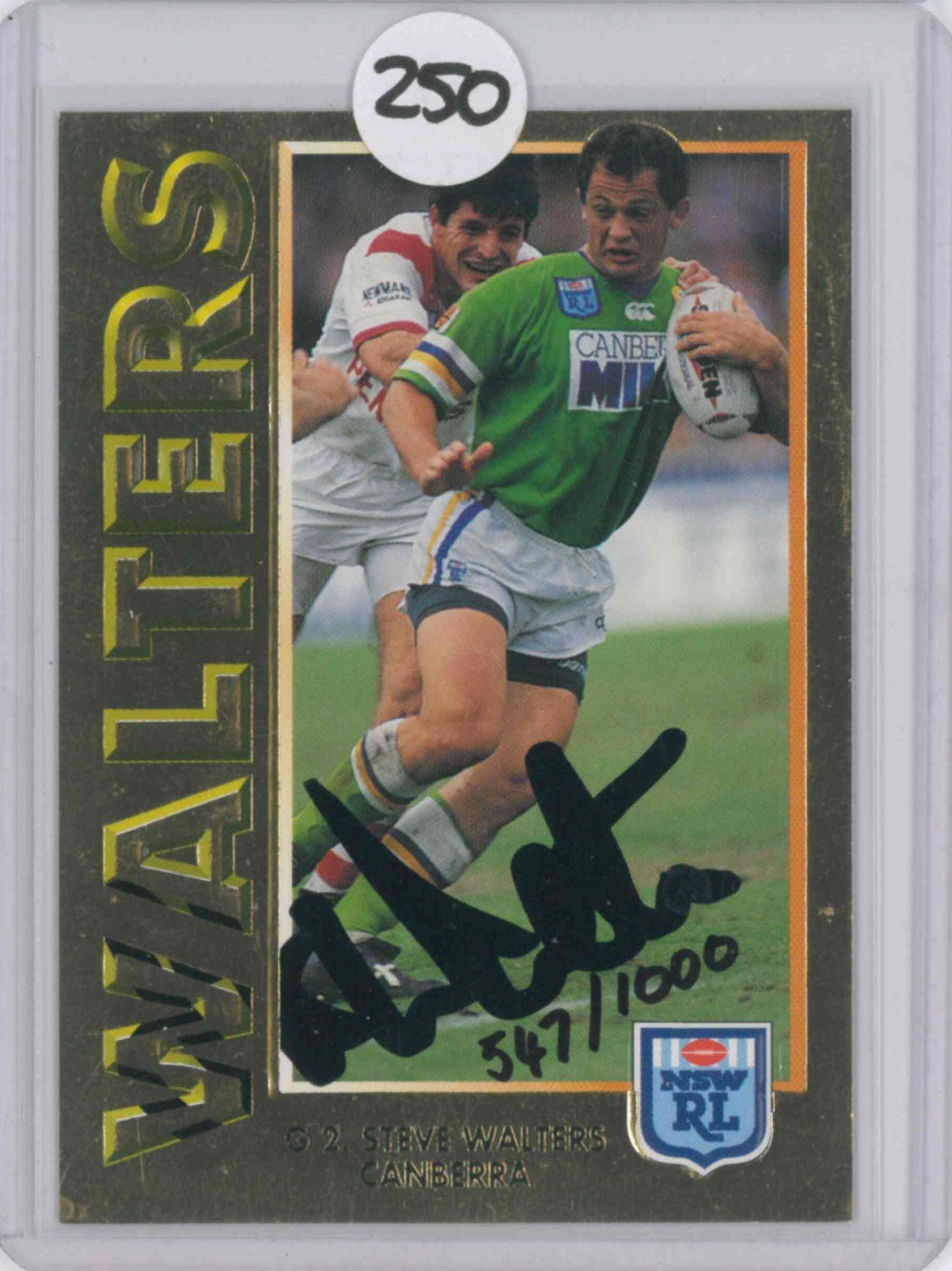 1994 DYNAMIC RUGBY LEAGUE SERIES 1 SIGNATURE GOLD CARD STEVE WALTERS #547/1000 - Kings Comics