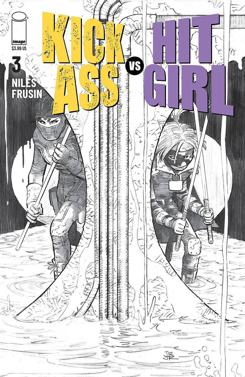 KICK-ASS VS HIT-GIRL #3 CVR B B&W ROMITA JR
