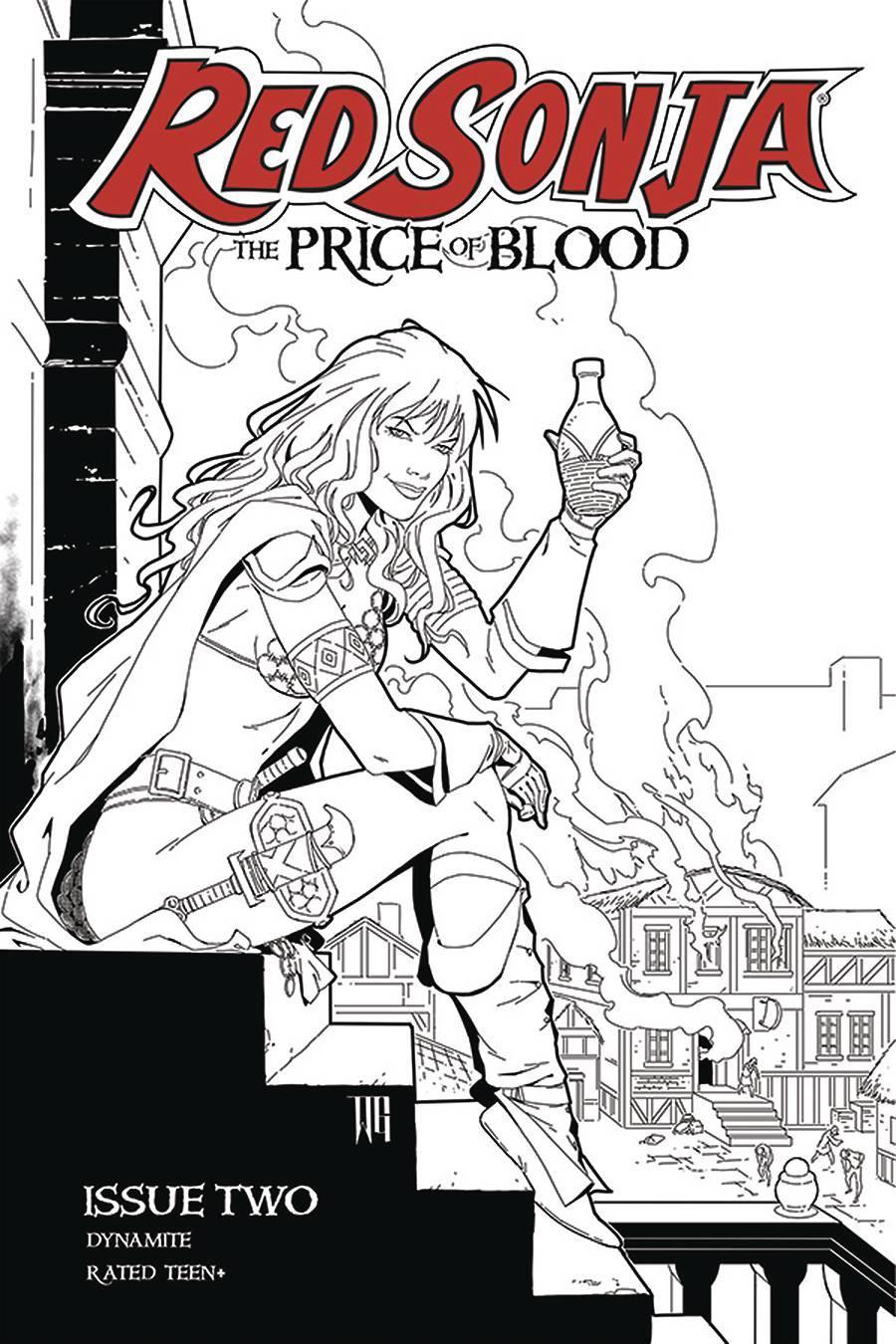 RED SONJA PRICE OF BLOOD #2 15 COPY GEOVANI B&W INCV - Kings Comics