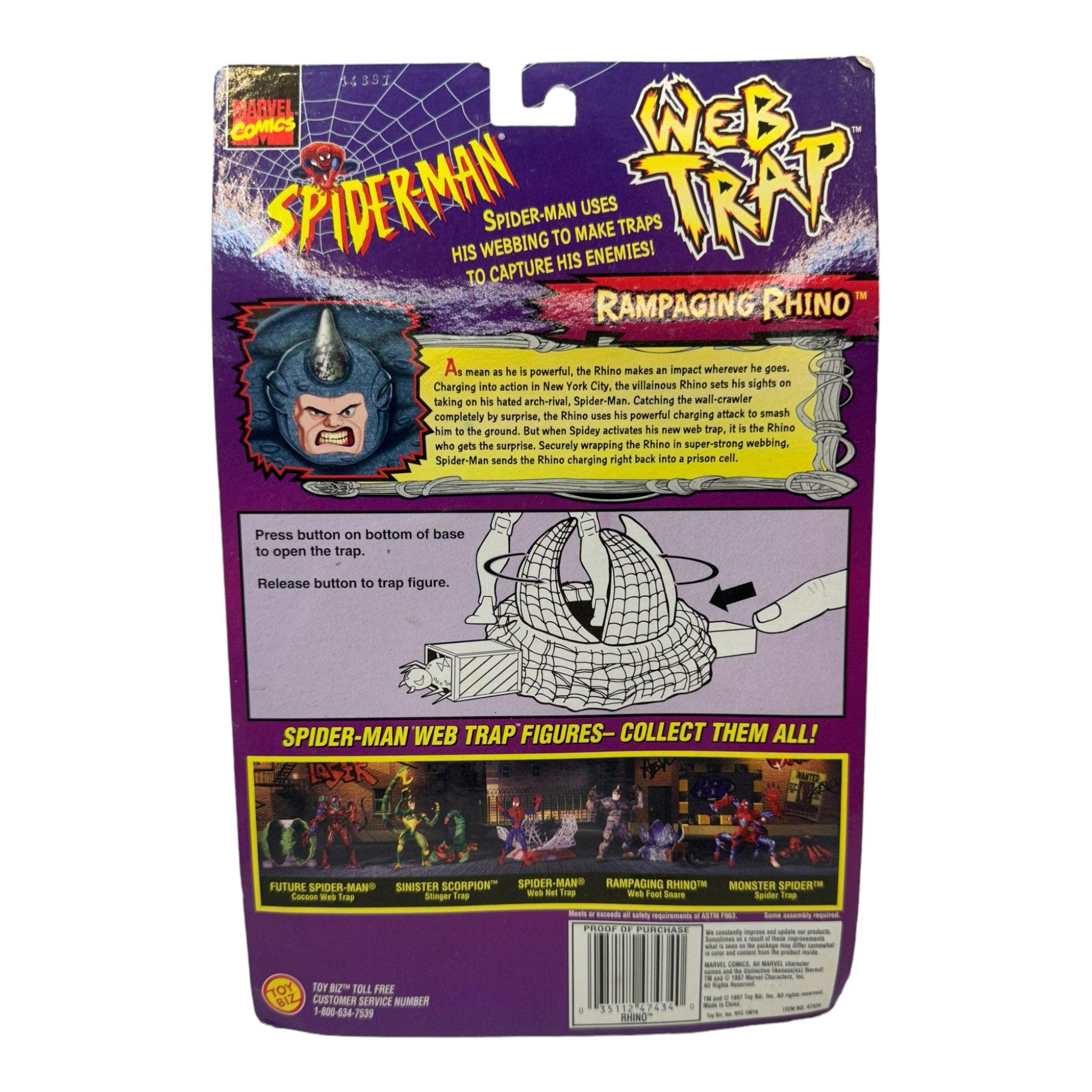 1997 TOYBIZ SPIDER-MAN WEB TRAP RAMPAGING RHINO AF - Kings Comics