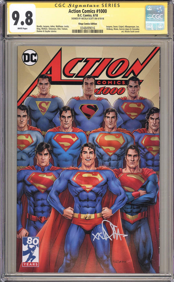 CGC ACTION COMICS #1000 KINGS COMICS EXCLUSIVE COVER (9.8) SIGNATURE SERIES - SIGNED BY NICOLA SCOTT