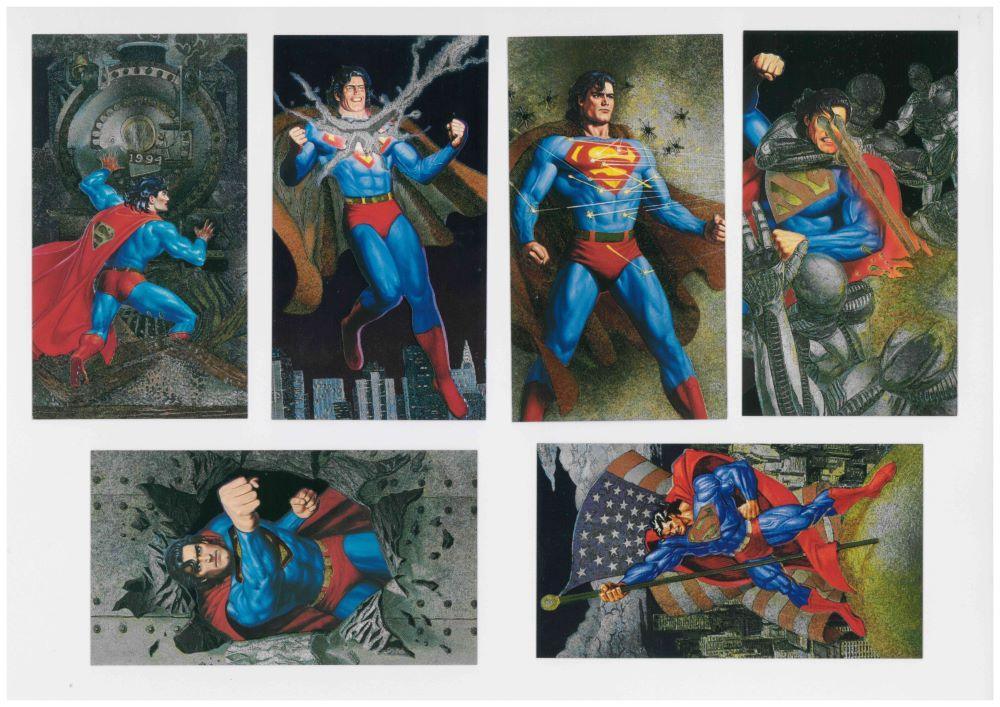 1994 SKYBOX SUPERMAN MAN OF STEEL PLATINUM COLLECTORS SPECTRA ETCH FOIL 6 CARD SET - Kings Comics
