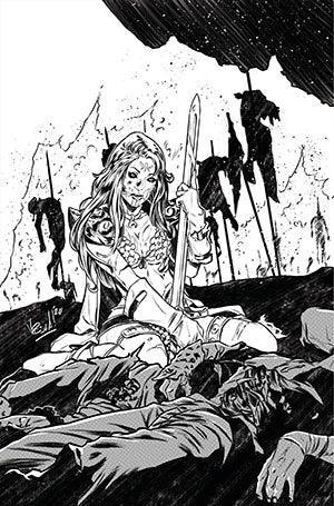 RED SONJA THE SUPERPOWERS #2 7 COPY FEDERICI B&W VIRGIN FOC