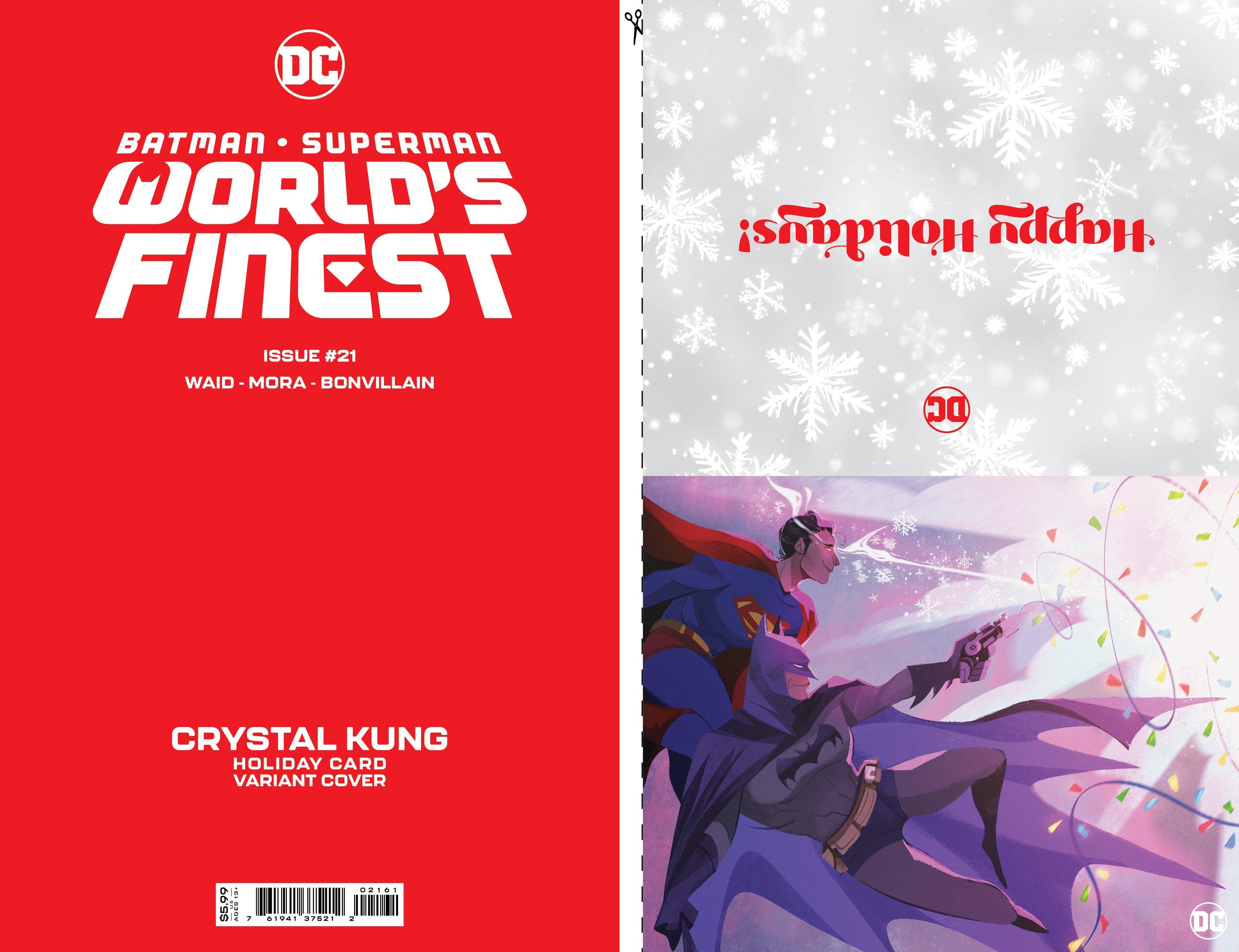 BATMAN SUPERMAN WORLDS FINEST (2022) #21 CVR C CRYSTAL KUNG DC HOLIDAY CARD SPECIAL EDITION VAR - Kings Comics