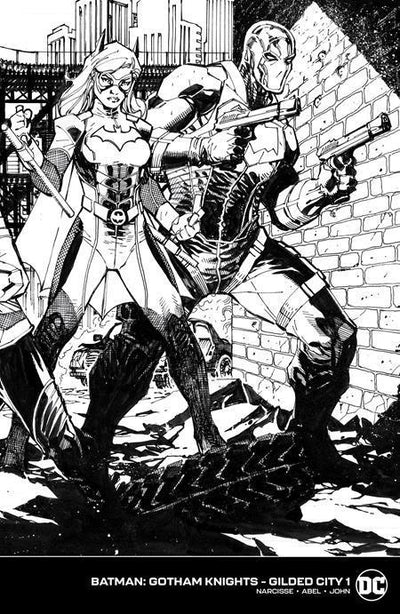 BATMAN GOTHAM KNIGHTS GILDED CITY #1 CVR E INC 1:50 JIM LEE & SCOTT WILLIAMS WRAPAROUND BLACK & WHITE CARD STOCK VAR