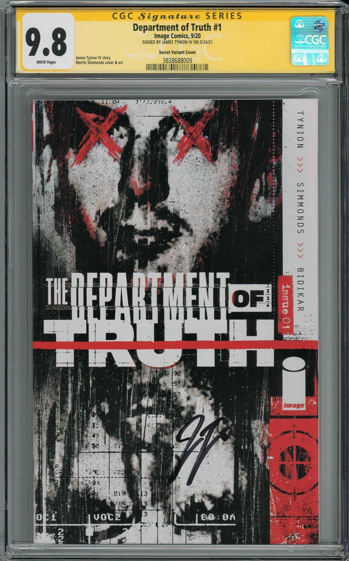 CGC DEPARTMENT OF TRUTH #1 SECRET COVER VARIANT (9.8) SIGNATURE SERIES - SIGNED BY JAMES TYNION IV - Kings Comics