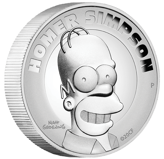 SIMPSONS - HOMER 2021 2oz SILVER PROOF HIGH RELIEF COIN