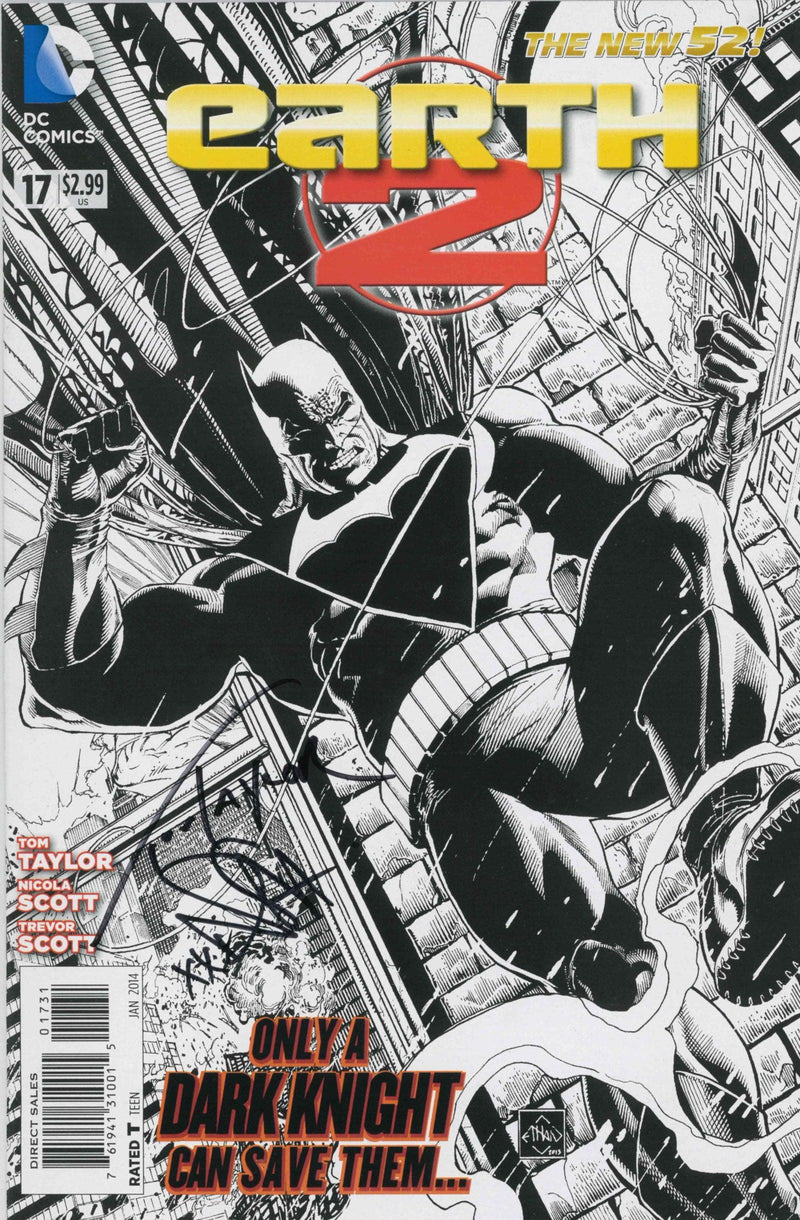 EARTH 2 #17 BLACK & WHITE VAR ED - DOUBLE SIGNED BY NICOLA SCOTT AND TOM TAYLOR (LIMIT ONE PER PERSON)