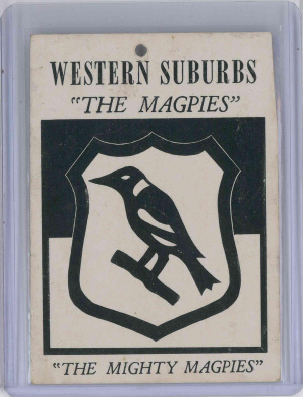 1968 SCANLENS RUGBY LEAGUE WESTERN SUBURBS MAGPIES CREST LOGO EMBLEM