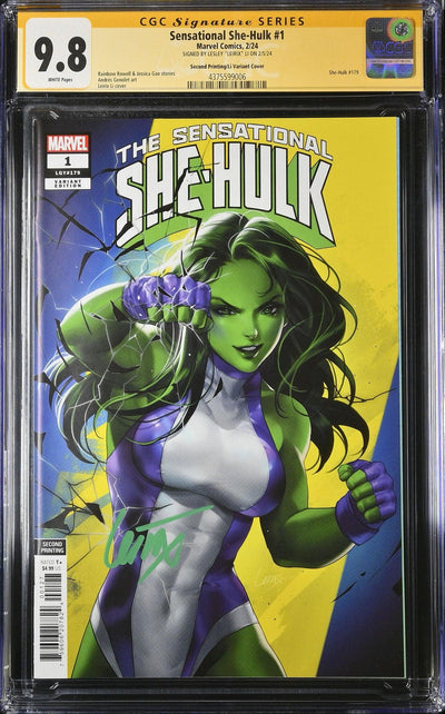 CGC SENSATIONAL SHE-HULK VOL 2 #1 2ND PRINT 1:25 LI VARIANT (9.8) SIGNATURE SERIES - SIGNED BY LESLEY "LEIRIX" LI
