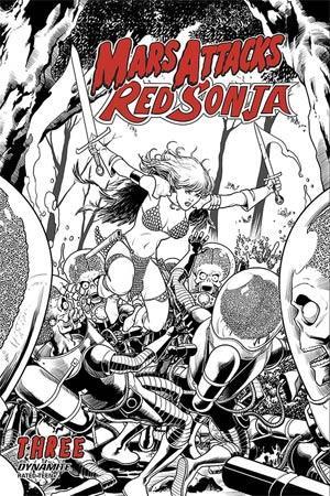 MARS ATTACKS RED SONJA #3 10 COPY KITSON B&W INCV - Kings Comics