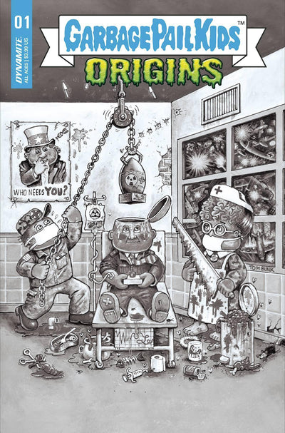 GARBAGE PAIL KIDS ORIGINS #1 CVR F 10 COPY INCV BUNK B&W